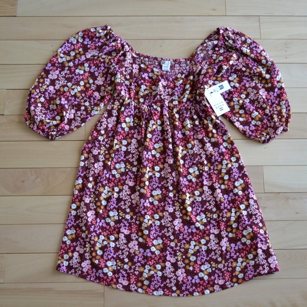 NWT Billabong Mini Short Sleeve Dress Floral Size XS